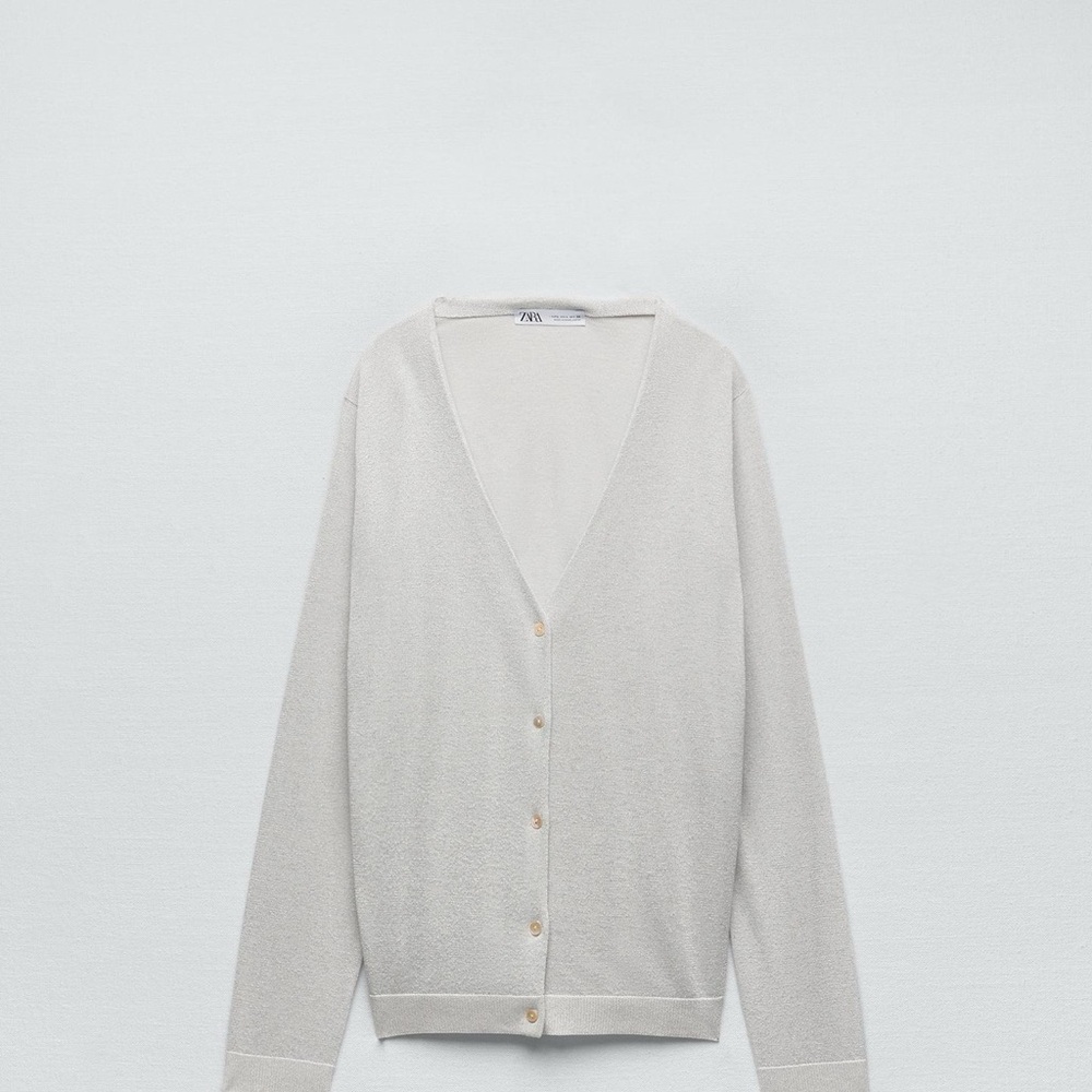 Zara Metallic Thread Knit Cardigan
